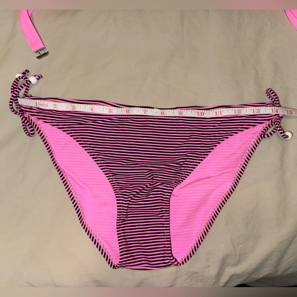 Pink Swimsuit with Striped Bottoms - Picture 5 of 7